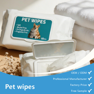 Toalhetes para cuidados com animais de estimação sem álcool de contagem OEM 80 toalhetes personalizáveis ​​para animais de estimação