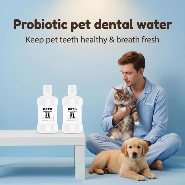 Solução de limpeza dentária com enzima probiótica para cuidados bucais para animais de estimação
