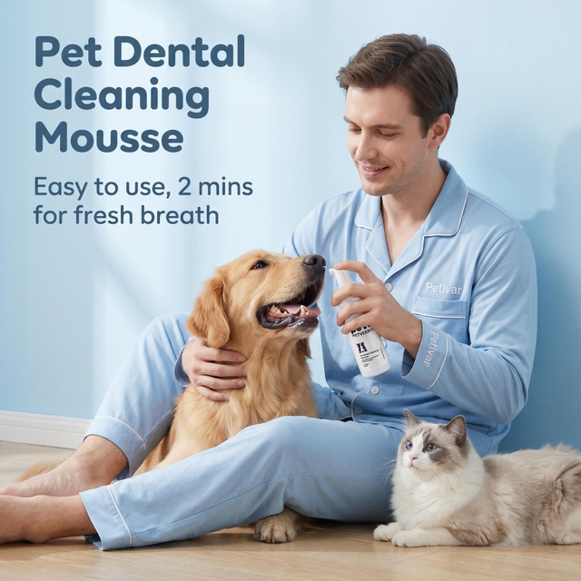 Mousse de limpeza dentária profissional para animais de estimação