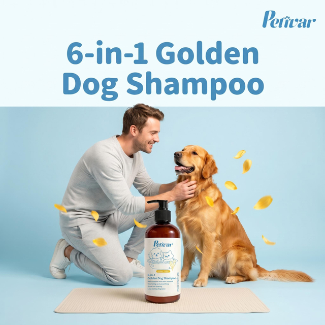 Shampoo profissional Golden Tulip Scent 6 em 1 para cães dourados para iluminar a pelagem dourada e aumentar o brilho da pele