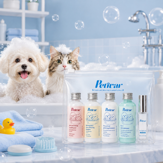 Kit de viagem premium para cuidados com animais de estimação | Conjunto de shampoo, condicionador e perfume para animais de estimação para cães e gatos