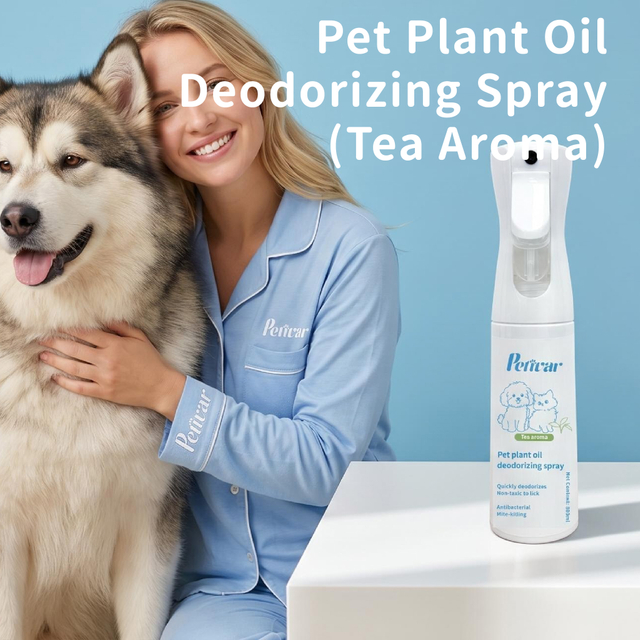 Spray desodorizante profissional para óleo de planta para animais de estimação e chá para eliminação de odores e cuidados antibacterianos