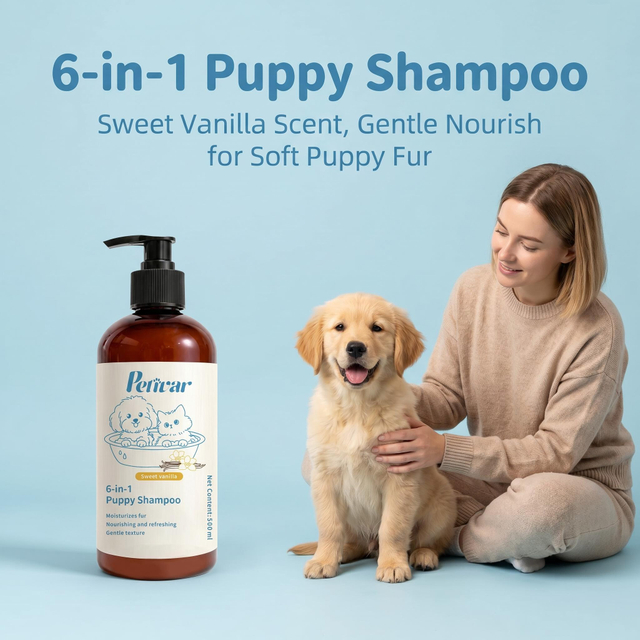 Shampoo profissional 6 em 1 com aroma doce de baunilha para cachorros para hidratação profunda e suavização de peles de animais de estimação para cães